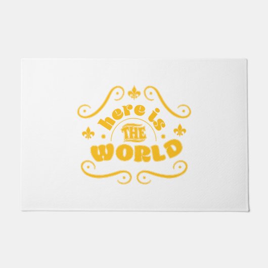 Hier ist die Welt Fußmatte (Vorderseite)