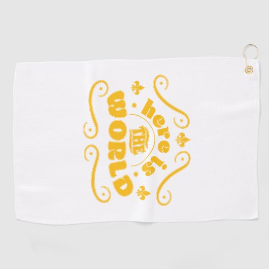 Hier ist die Welt Golfhandtuch (Horizontal)