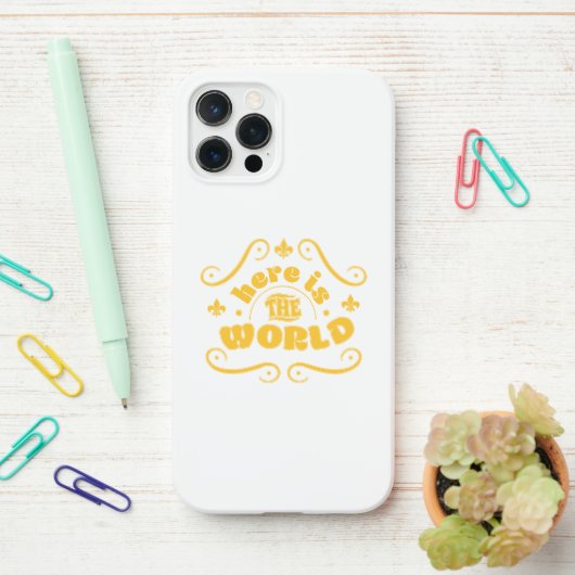 Hier ist die Welt iPhone Hülle (Auf dem Schreibtisch)