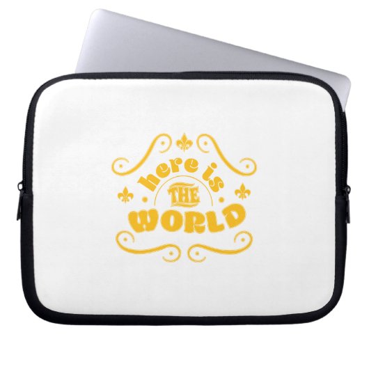 Hier ist die Welt Laptopschutzhülle (Vorderseite)