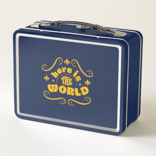 Hier ist die Welt Metall Brotdose (Rückseite)