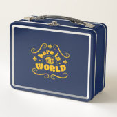 Hier ist die Welt Metall Brotdose (Vorderseite)