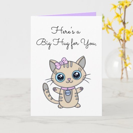 Hier ist ein Big Hug für Sie / Niedliches Kitty Karte (Gelbe Blume)