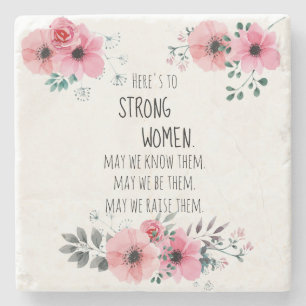 Hier ist ein Zitat über starke Frauen Wasserfarbe  Steinuntersetzer