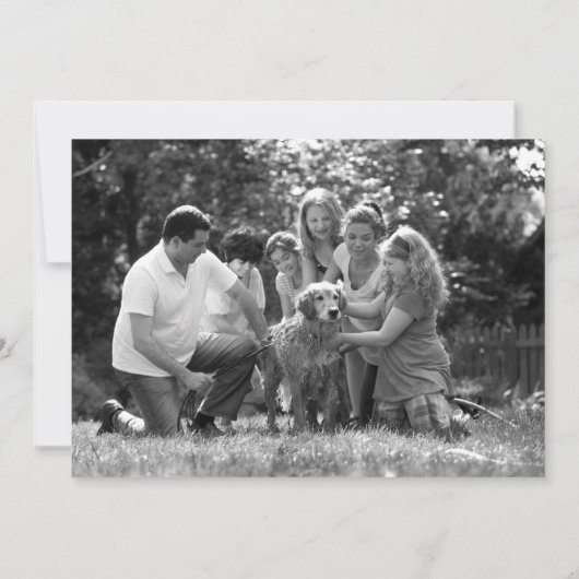 Hier ist eine Story B/W Foto Hochzeit Einladung (Rückseite)