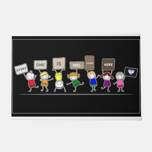 Hier ist jeder willkommen. Kommen Sie, hier ist di Fußmatte (Vorderseite)