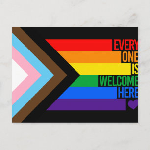 Hier ist jeder Willkommen (Progress Pride) Flagge Postkarte