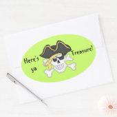 Hier ist ya Treasure!-Pirate Skull Ovaler Aufkleber (Umschlag)