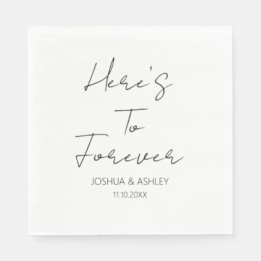 Hier ist zu ewig Script Elegant Wedding Serviette (Vorderseite)