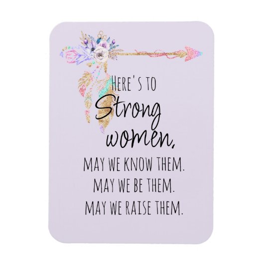 Hier ist zu Strong Women Boho Floral Arrow Lilac Magnet (Vertikal)