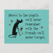 Hier ist zum Nights Friends Wine Toast Postkarte (Vorderseite)