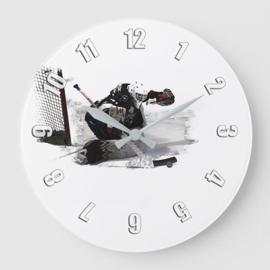 Hier kein Ziel! - Hockey Player Large Clock Große Wanduhr (Vorderseite)