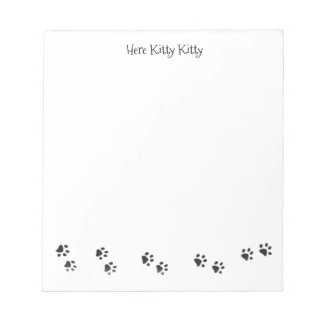 Hier Kitty Kitty Pfotenabdrücke Notizblock