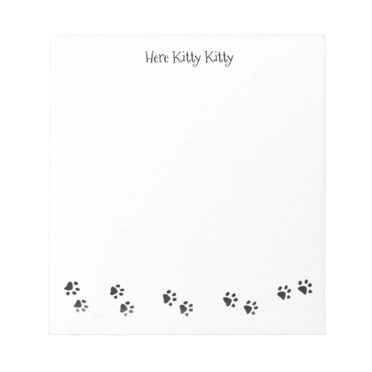Hier Kitty Kitty Pfotenabdrücke Notizblock (Vorderseite)