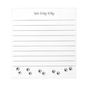 Hier Kitty Kitty Pfotenabdrücke Notizblock mit Lin