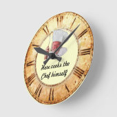 Hier kocht der Koch selbst Küchenuhr Runde Wanduhr (Winkel)