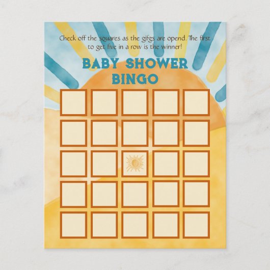 Hier kommen Blue Ray Sunshine Baby Dusche Bingo Sp (Vorderseite)