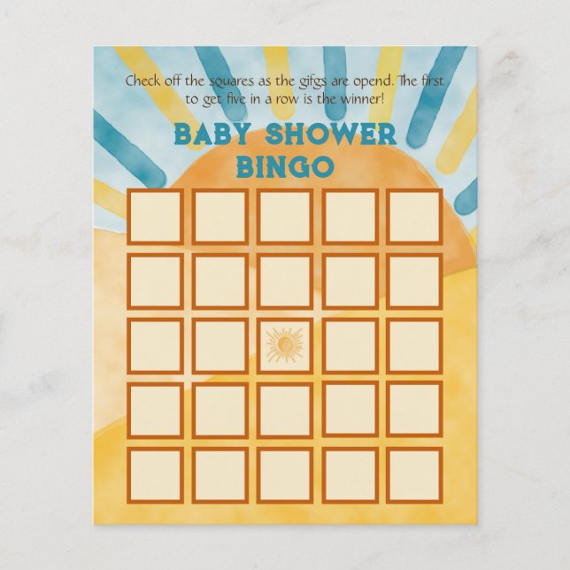Hier kommen Blue Ray Sunshine Baby Dusche Bingo Sp (Vorderseite)