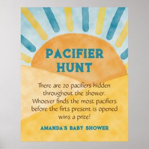 Hier kommen Blue Sunshine Baby Dusche Spaß Jagd Sp Poster