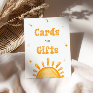 Hier kommen die Son Baby Duschkarten und Geschenke Sockelschild