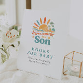 Hier kommen die Son Books for Baby Shower Table ob Sockelschild