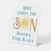 Hier kommen die Son Books für Babydusche Sockelschild (Vorderseite)