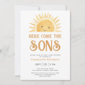 Hier kommen die Sons Sunshine Twins Baby Dusche Einladung (Vorderseite)