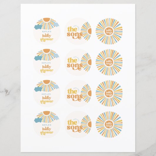 Hier kommen die Sons Twin Boy Cupcake Toppers (Vorderseite)