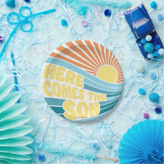 Hier kommen die Teller der Son Baby Dusche (Party)