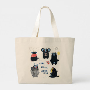 HIER KOMMEN MONSTERS PERSONALISIERT TOTE BAG JUMBO STOFFBEUTEL