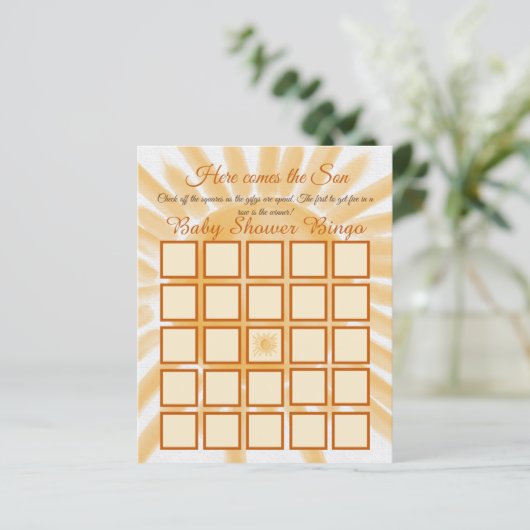 Hier kommen Ray of Sunshine Baby Shower Bingo Game (Stehend Vorderseite)