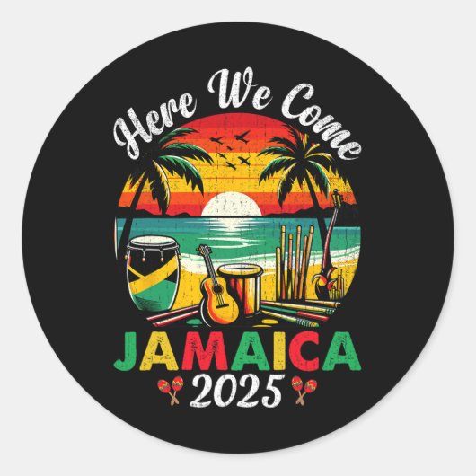 Hier kommen wir Jamaica 2025 Girls Trip Family Som Runder Aufkleber (Vorderseite)