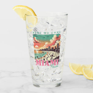Hier kommen wir Miami Florida - Vintag Miami Beach Glas