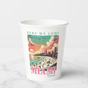 Hier kommen wir Miami Florida – Vintage Miami Beac Pappbecher