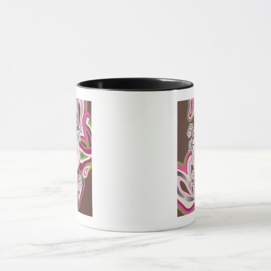 Hier kommt Ärger | Neon Background Tasse (Zentrum)