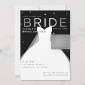 Hier kommt BRIDE Black Silver White Brautparty Einladung (Vorderseite)