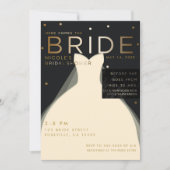 Hier kommt BRIDE Creme Black Gold Brautparty Einladung (Vorderseite)