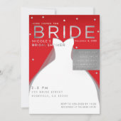 Hier kommt BRIDE Silver & Red Chic Brautparty Einladung (Vorderseite)