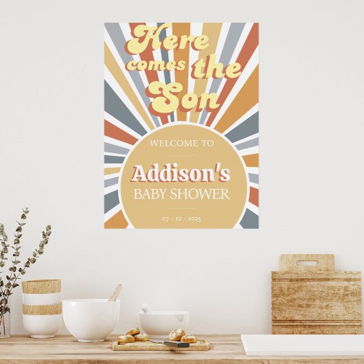 Hier kommt das Begrüßungsschild für die Son Baby D Poster (Küche)