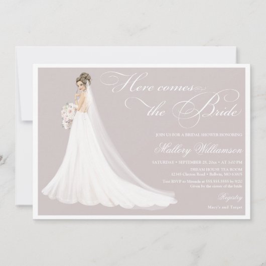 Hier kommt das Braut-Brautparty Einladung (Vorderseite)