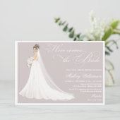 Hier kommt das Braut-Brautparty Einladung (Stehend Vorderseite)