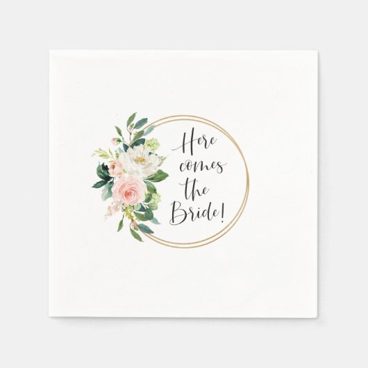 Hier kommt das Brautparty der Braut Serviette (Vorderseite)