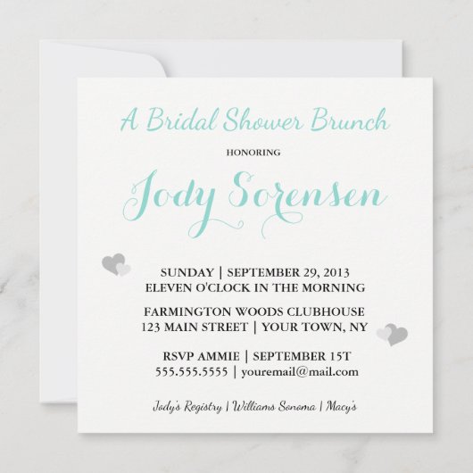 Hier kommt das Bridal Celebration Tiara Party Einladung (Rückseite)