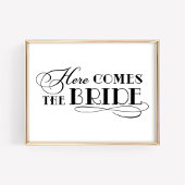 Hier kommt das Bride Black Wedding Ceremony Sign Poster