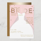 Hier kommt das BRIDE Chic Pink Gold Brautparty Einladung (Vorne/Hinten)