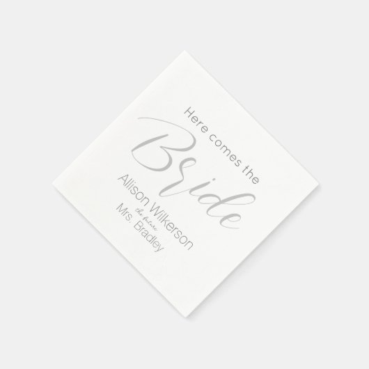 Hier kommt das Bride Script Brautparty Serviette (Ecke)