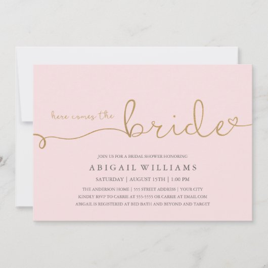 Hier kommt das Imitat der Braut Einladung (Vorderseite)