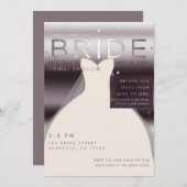 Hier kommt das Lila Brautparty BRIDE Silver Einladung (Vorne/Hinten)