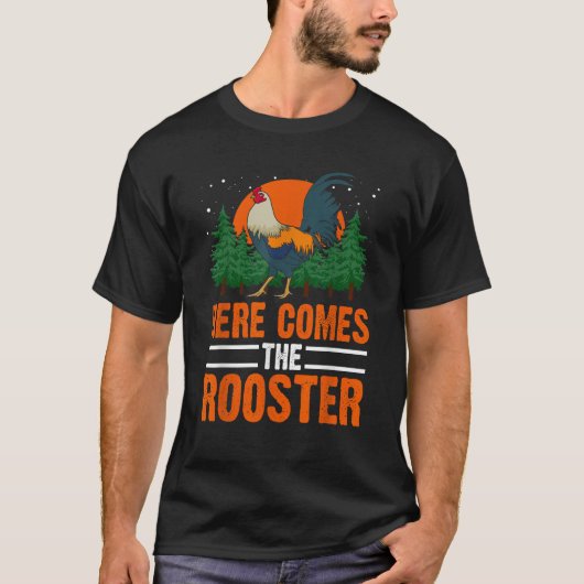 Hier kommt das Rooster Shirt Huhn Lady Shirt Ou (Vorderseite)