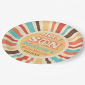 Hier kommt das Son Baby Dusche Party Pappteller (Schrägansicht)